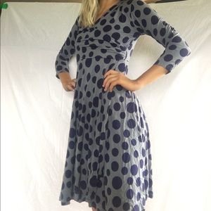 Gray blue polka dot mid length dress great quality